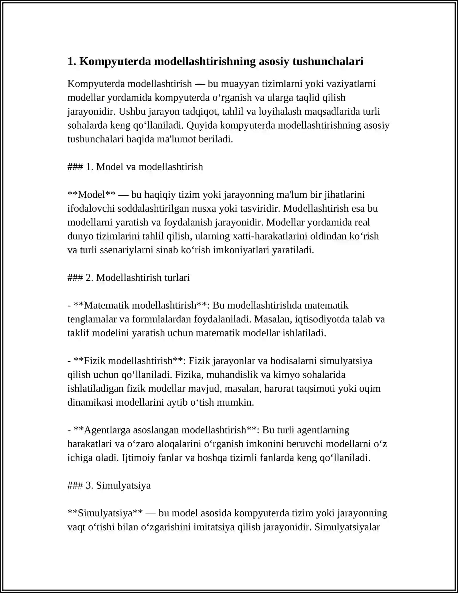 KOMPYUTERDA MODELLASHTIRISH USULI OPERATSION TIZIMLAR 3