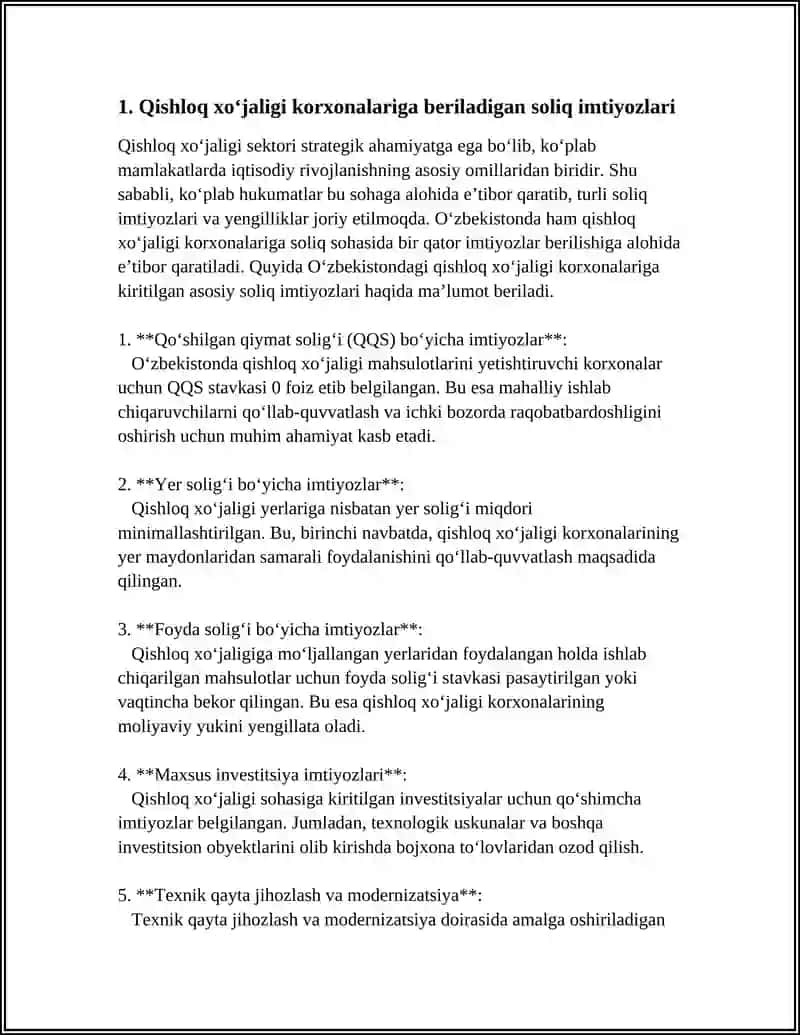 QISHLOQ XO'JALIGI KORXONALARINI SOLIQQA TORTISHNING O'ZIGA XOS XUSUSIYATLARI 3