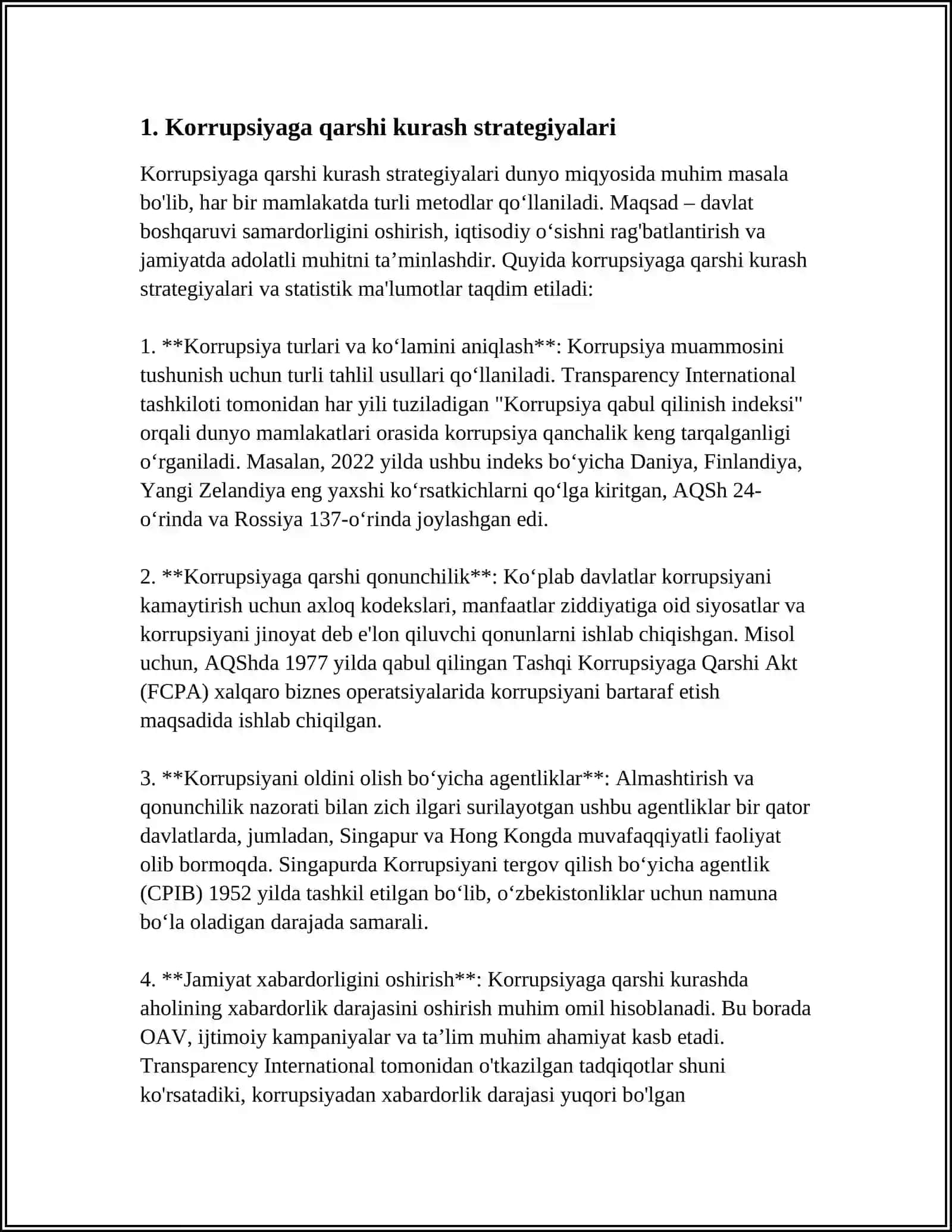 O'ZBEKISTON RESPUBLIKASIDA KORRUPSIYAGA QARSHI KURASHISH AGENTLIGINING VAZIFALARI 3