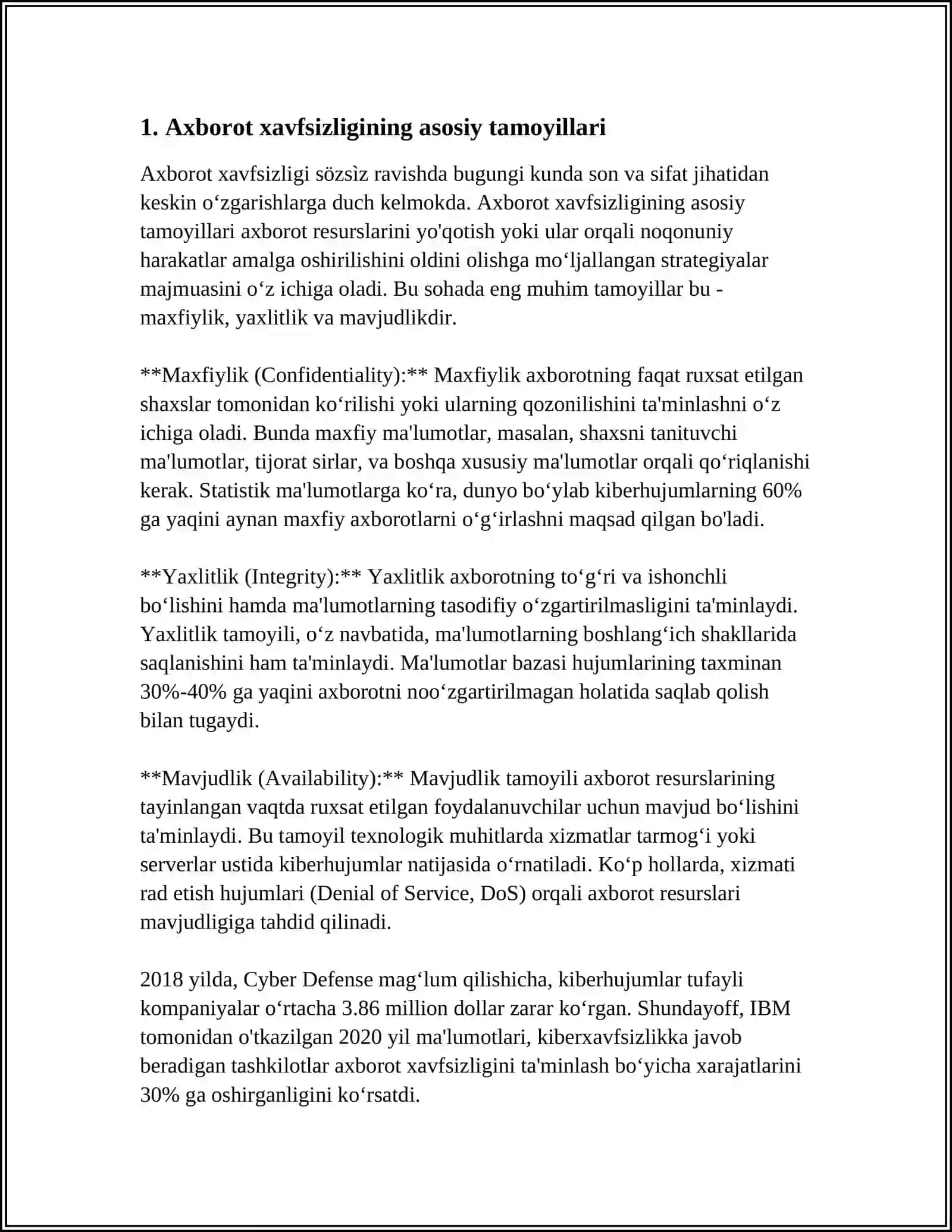 AXBOROT XAVFSIZLIGI VA HIMOYALASH USULLARI 3
