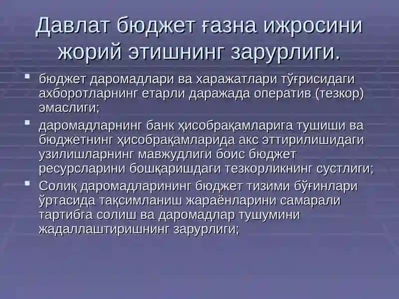 Давлат бюджети ғазна ижросининг моҳияти ва аҳамияти 3