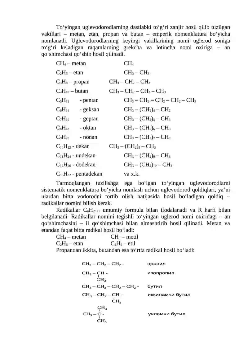 UGLEVODORODLAR (ALKANLAR, PARAFINLAR) 3