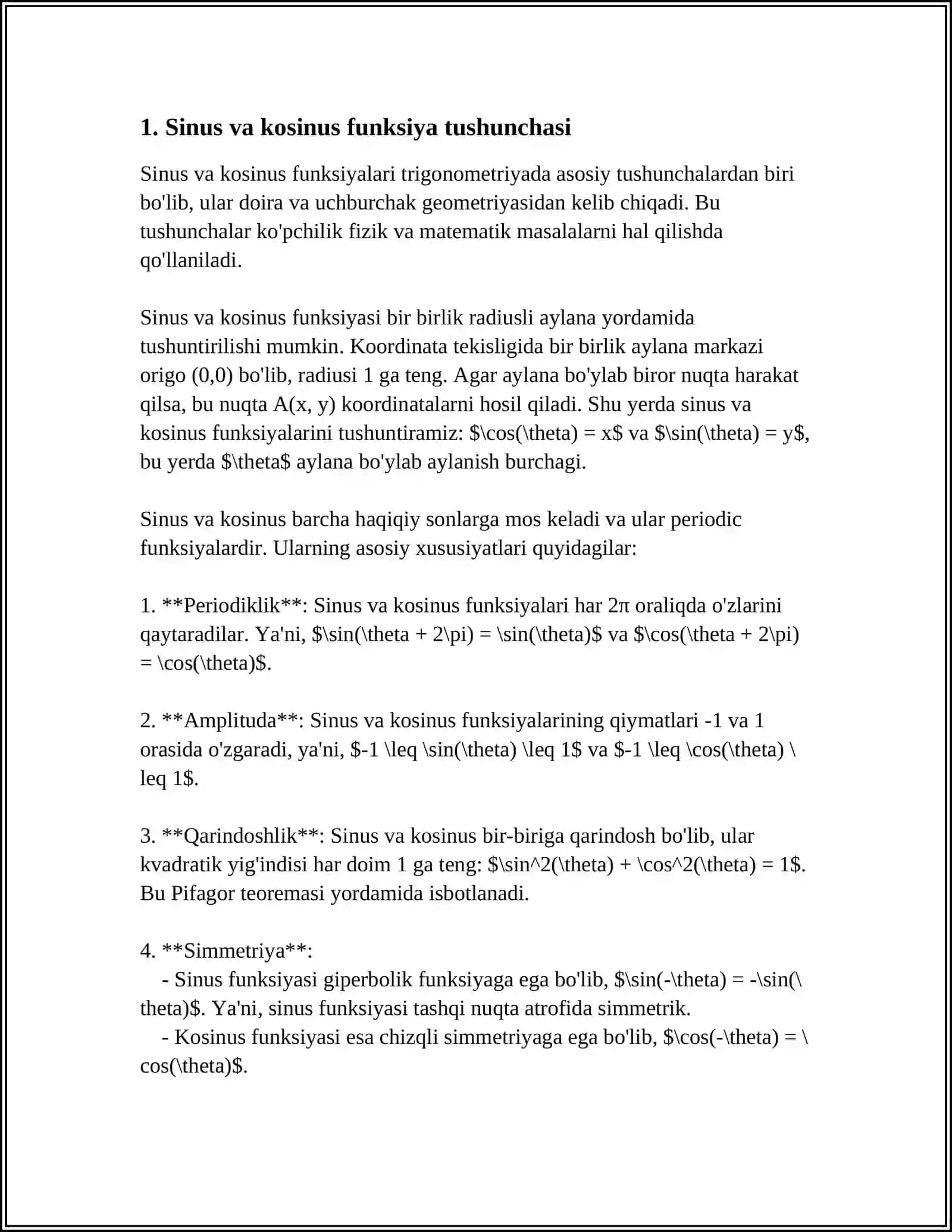 SINUS,COSUNIS FUNKSIYALARNI DARAJALI QATORGA YOZISH 3