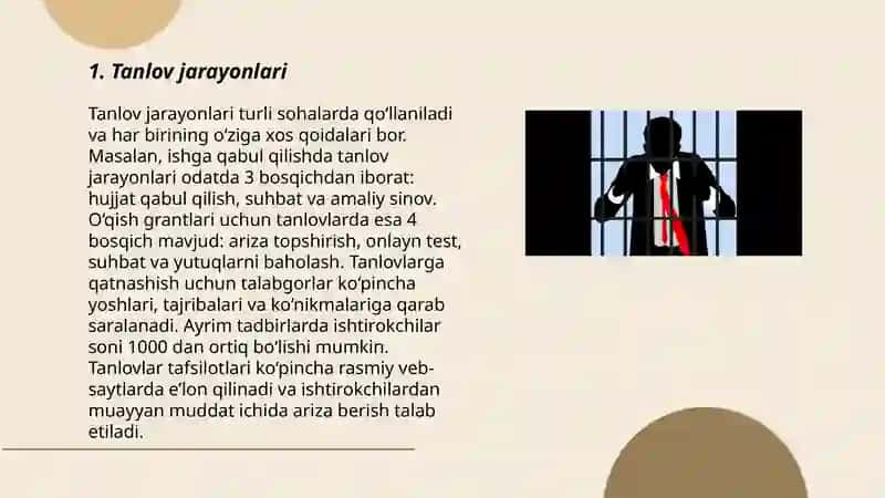 Tanlov jarayonlari 3