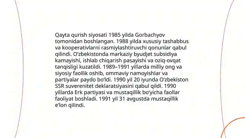 Qayta qurish yillarida oʻzbekistomda ijtimoiy-siyosiy vaziyat 3