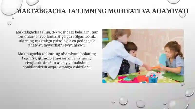 Maktabgacha taʼlim va ularni tashkil etish 3