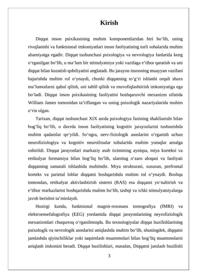 Diqqat tushunchasining psixologik asoslarini o'rganish 3