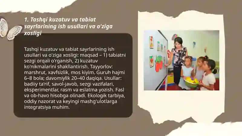 Maktabgacha yoshdagi bolalarni tabiat bilan tanishtirishning ish shakllari va o'ziga xosligi 3