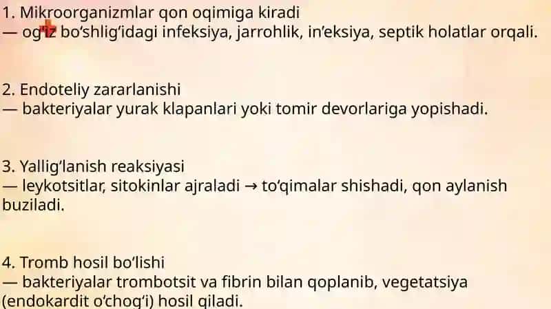 Yurak qon tomir sistemasiga taʼsir etuvchi mikoorganizmlar, patogenezi,labaratoriya tekshiruvi 3