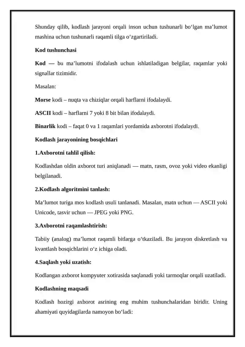Kodlash Usullari 3