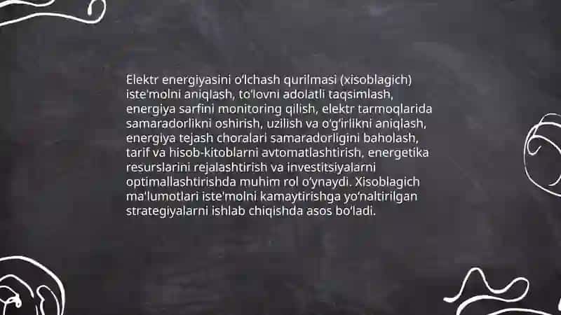 Elektr energiyasini o‘lchash qurilmalari (xisoblagich) 3