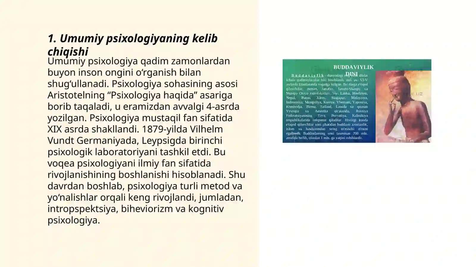 Umumiy psixologiyaning mustaqil fan sifatida vujudga kelishi uning rivojlanish tarixi 3