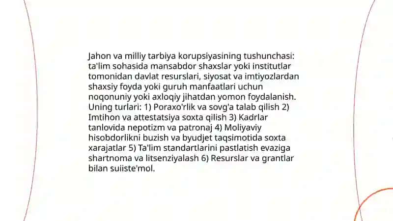 Jahon va milliy tarbiya korupsiyalari 3