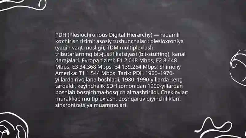 Transport tarmogʻining PDH SDH texnologiyalari 3