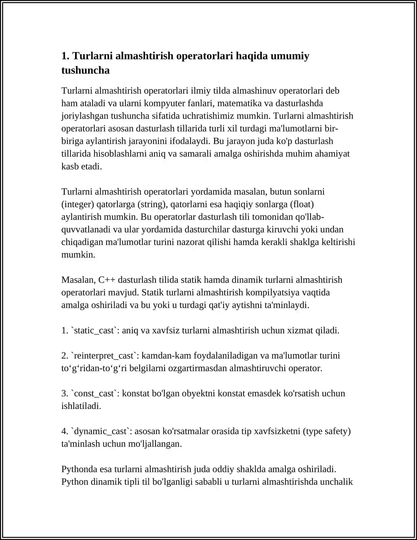 TURLARNI ALMASHTIRISH OPERATORLARI - BUFERLASHTIRILGAN 3