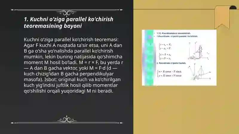 Kuchni oʻziga parallel koʻchirishga oid teoremma 3