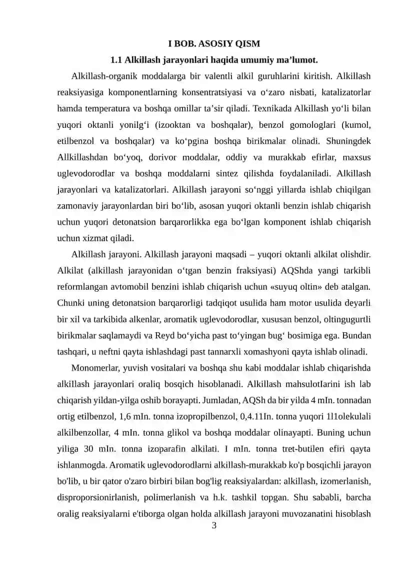 Alkillash jarayonlari va katalizatorlari 3