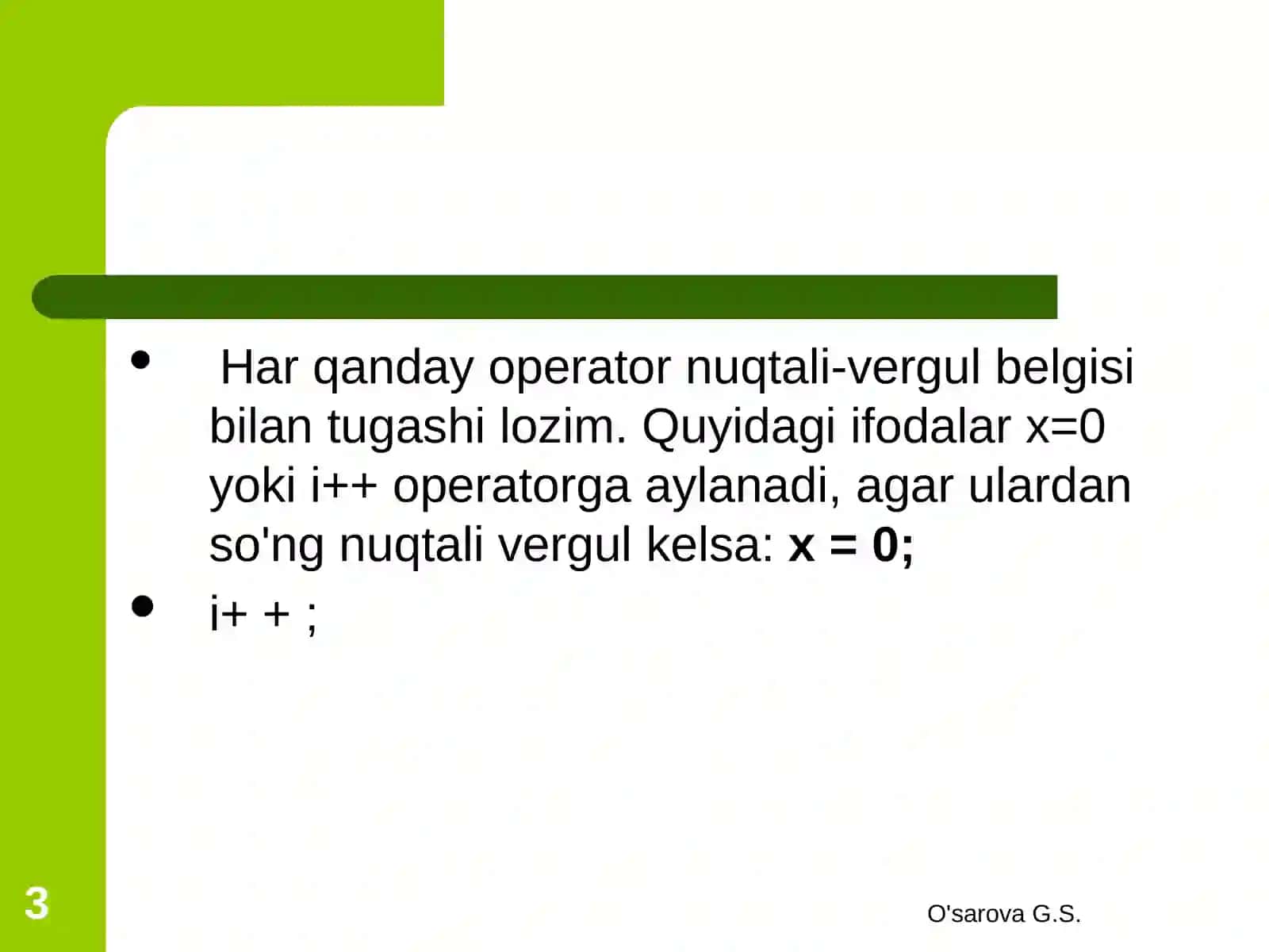 Operatorlar va bloklar 3