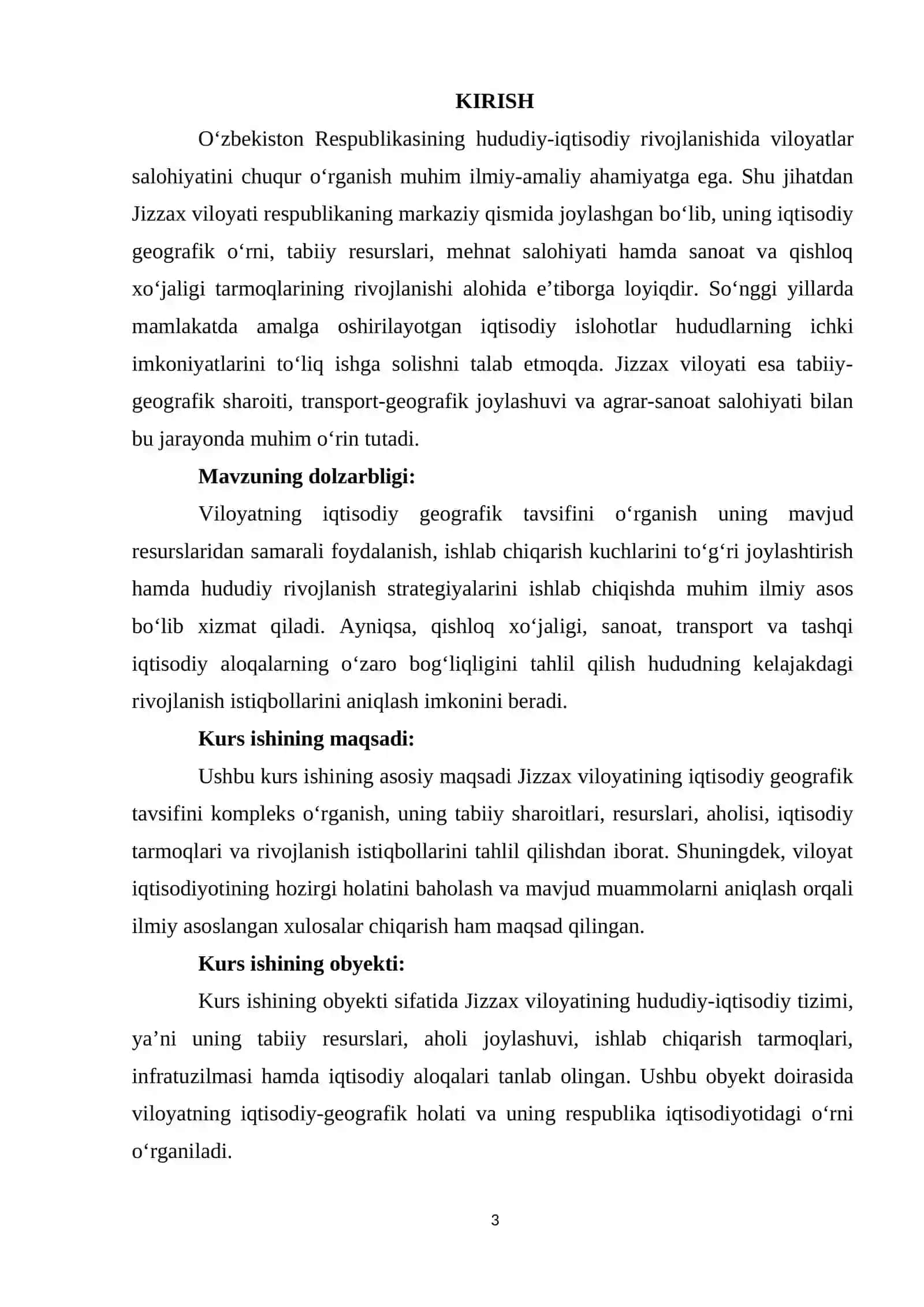 Jizzax viloyatining iqtisodiy geografik tavsifi 3