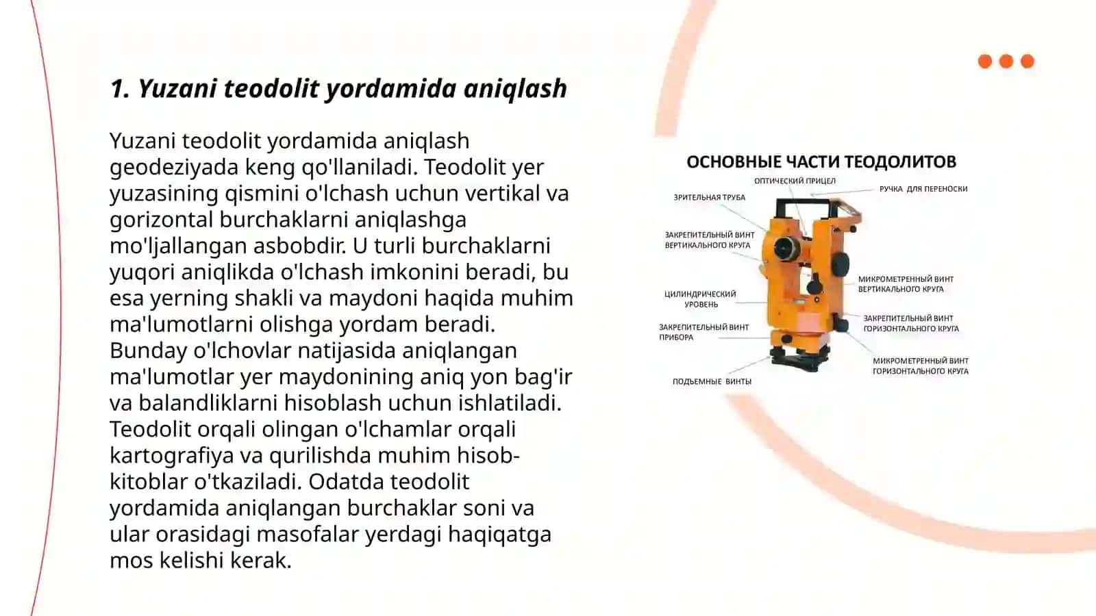 Yuzani teodolit poligon uchlari koordinatalari bo‘yicha aniqlash 3