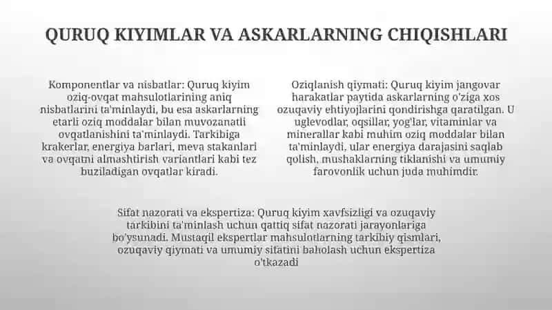 Askarlarning Quruq Payoklarini Tarkibidagi Maxsulotlarning Tola Sfatliligini Expertiza Qlish 3