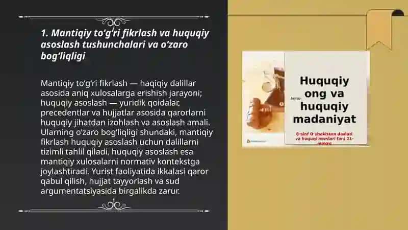 Mantiqy toʻgʻri fikrlash va huquqiy asoslashning yurist faoliyatidagi roli 3