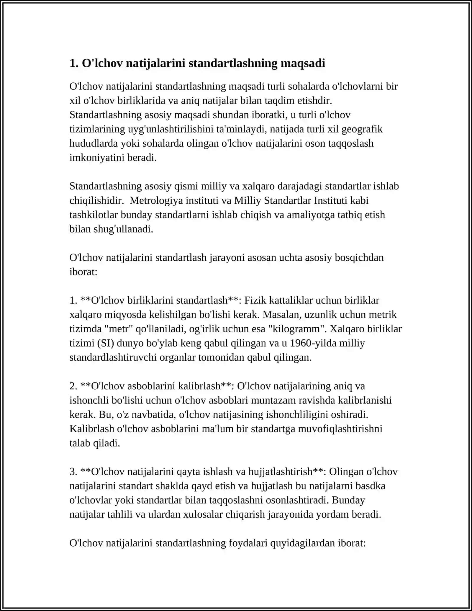 ÒLCHASH NATIJALARINI STANDARTLASH 3