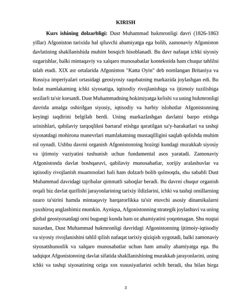 DUST MUXAMMAD HUKUMRONLIGI DAVRIDA AFG`ONISTONNING IJTIMOIY - IQTISODIY VA SIYOSIY RIVOJLANISHI 3