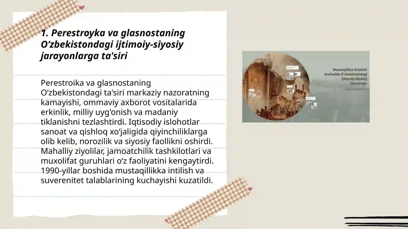 Mustaqillikka erishish arafasida O‘zbekistondagi ijtimoiy siyosiy jarayonlar 3