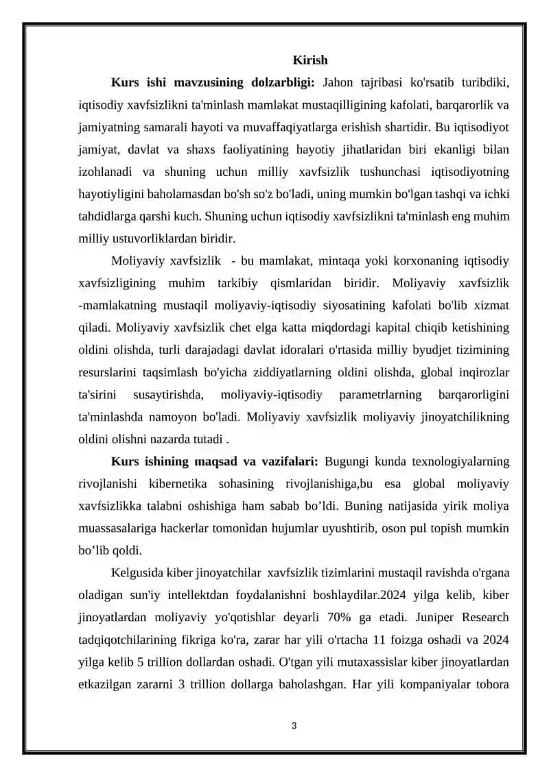Rivojlangan davlatlarda moliyaviy xavfsizlikni ta’minlash va mamlakatimizda foydalanish yo’nalishlari 3