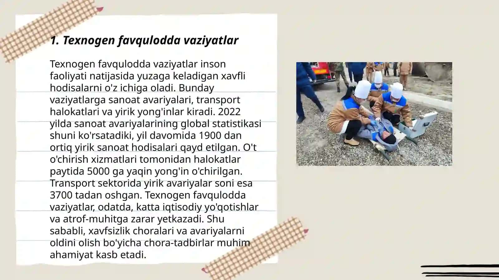 Texnogen, tabiiy va ekalogik tusdagi favqulodda vaziyatning tasnifi 3