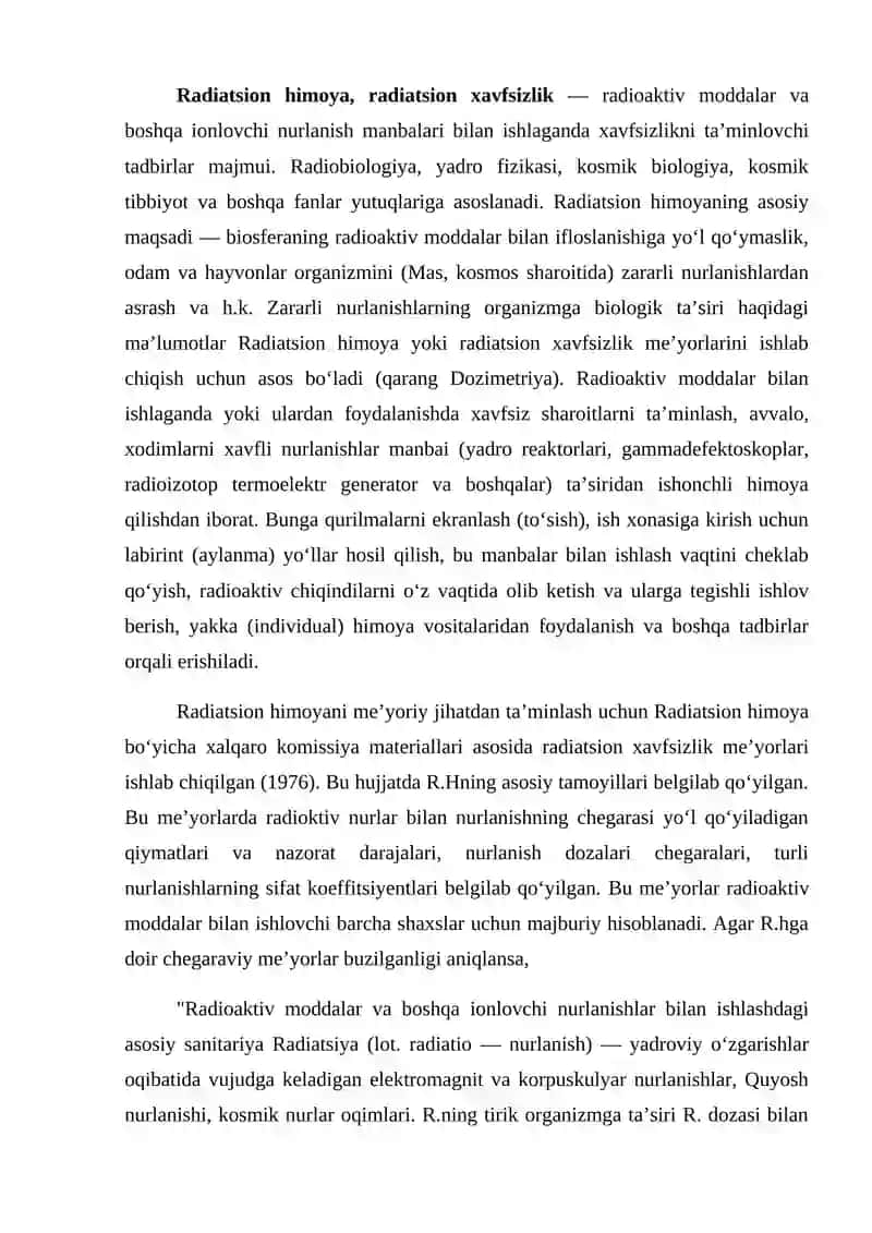 Radioaktiv moddalar bilan ishlaganda radiatsion xavsizlik asoslari 3