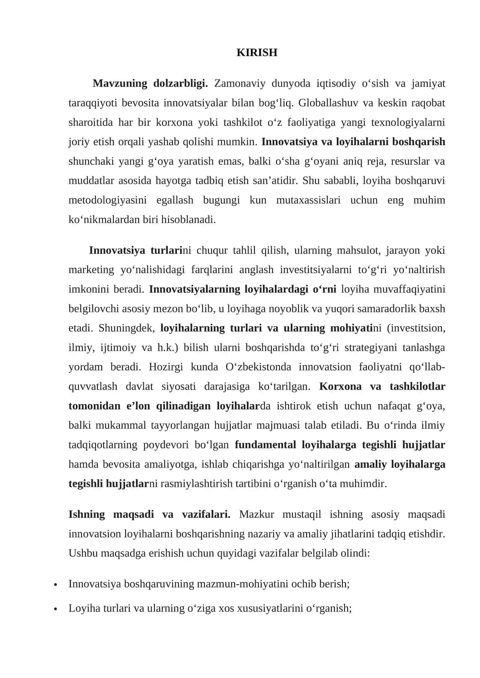 Innovatsiya va loyihalarni boshqarish 3