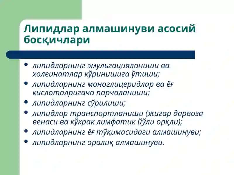 Липидлар алмашинуви патофизиологияси 3