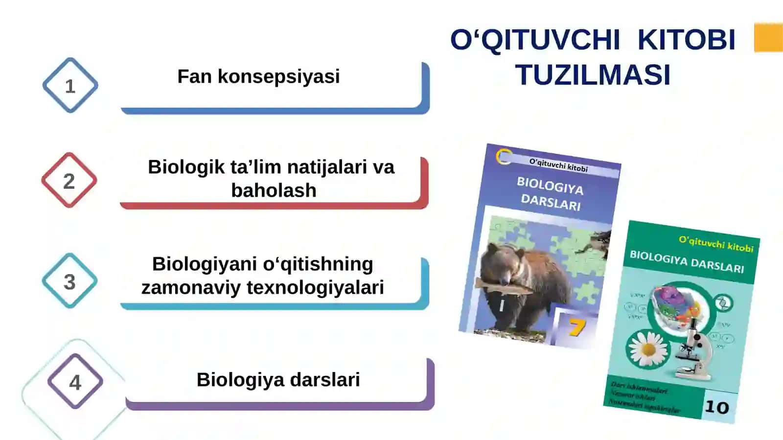 BIOLOGIYANI O‘QITISHDA O‘QITUVCHI  KITOBINING MAZMUNI VA UNDAN AMALIYOTDA FOYDALANISH 3