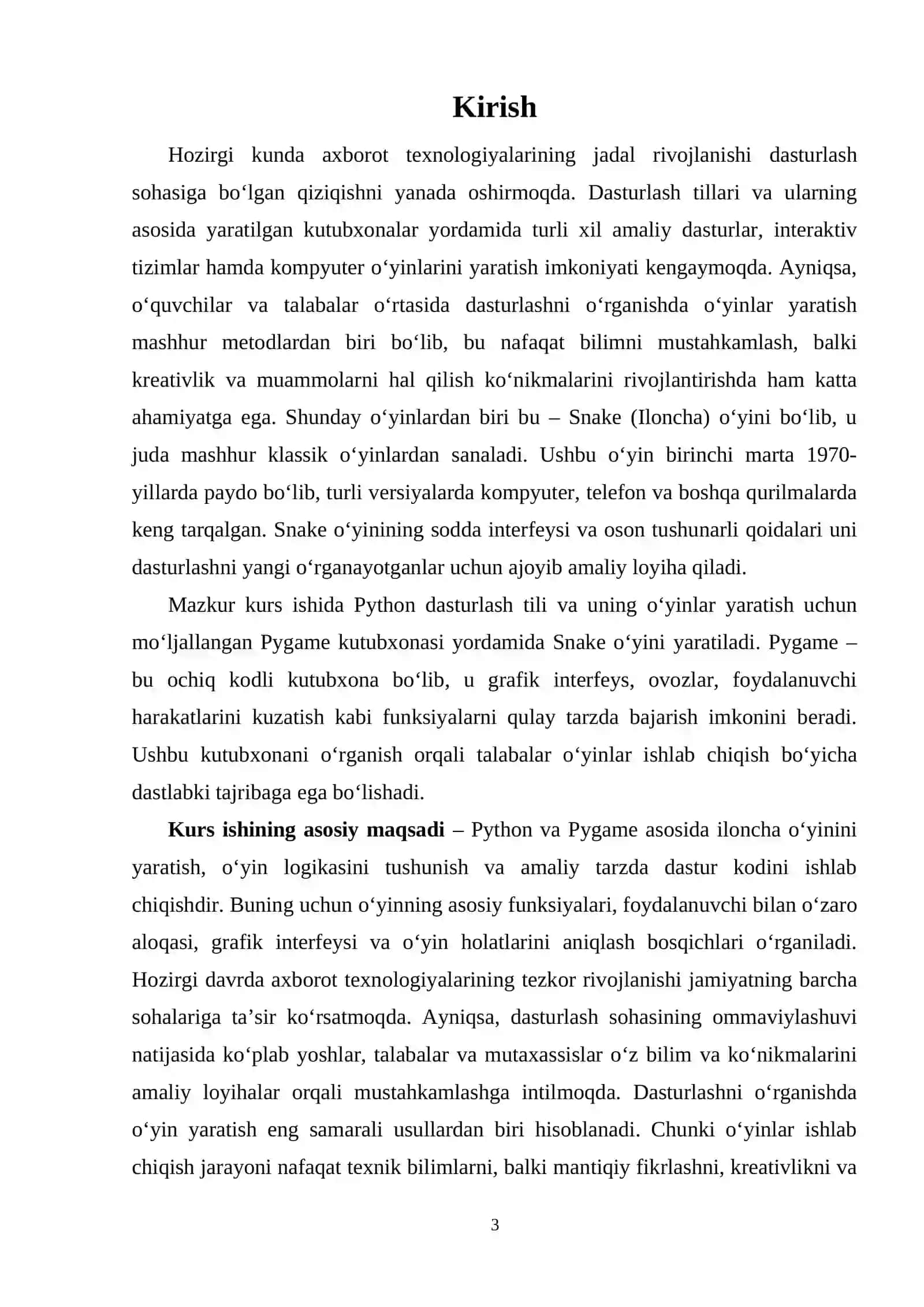Pygame yordamida "Snake" òyinini yaratish 3
