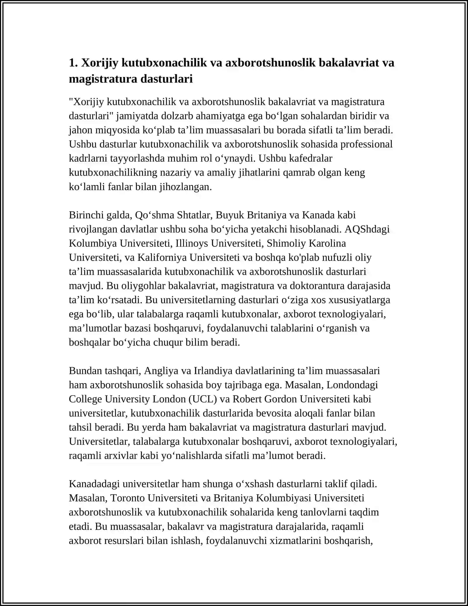KUTUBXONACHI KADRLAR TAYYORLAYDIGAN XORIJIY TA’LIM MUASSASALARI 3