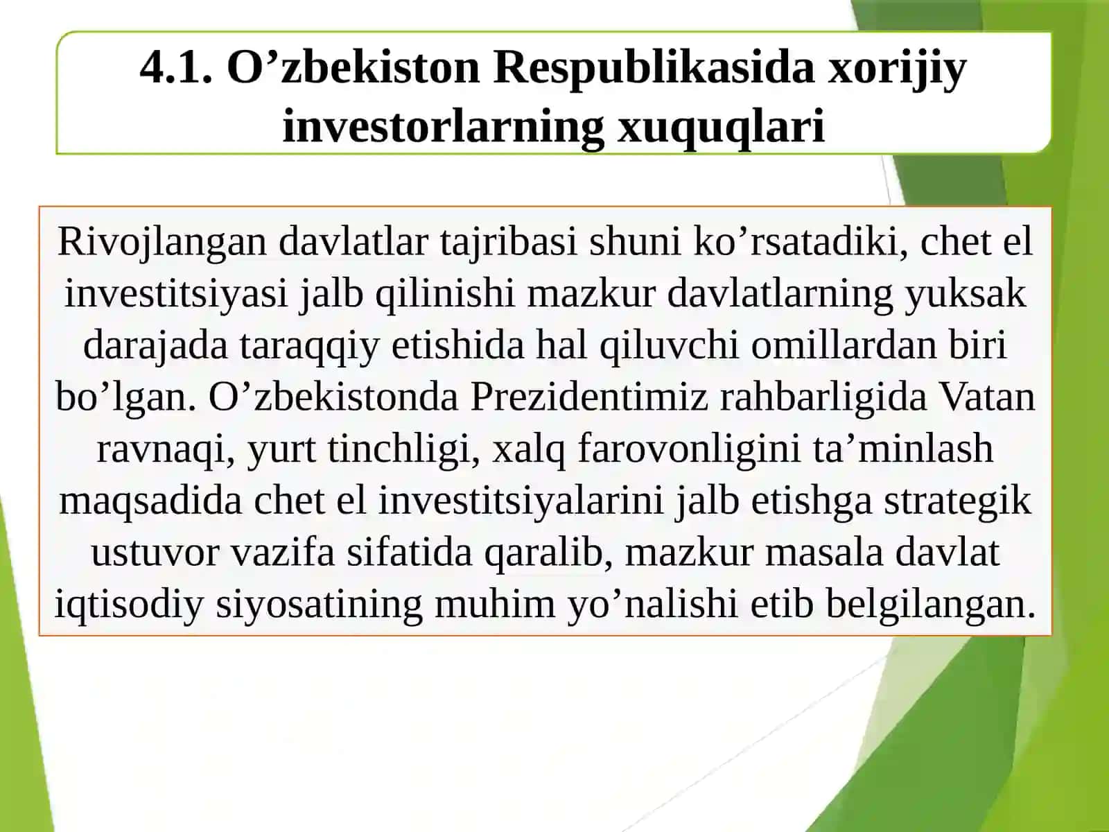O’zbekiston Respublikasida xorijiy investorlarning xuquqlari 3