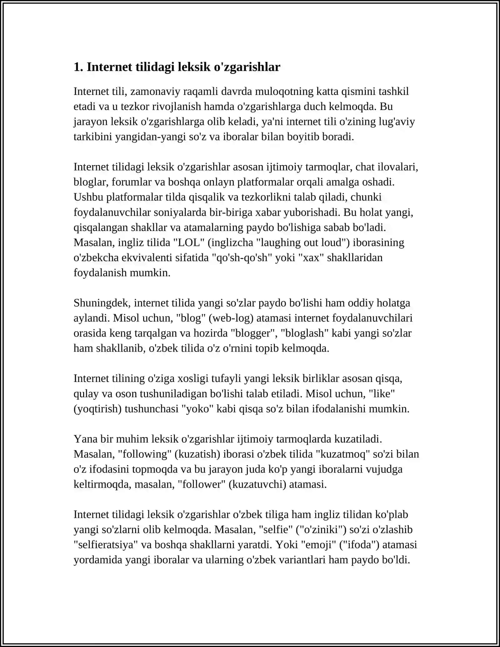 MUSTAQIL ISH Mavzu: INTERNET TILI,OMMAVIY AXBOROT VOSITALARI 3
