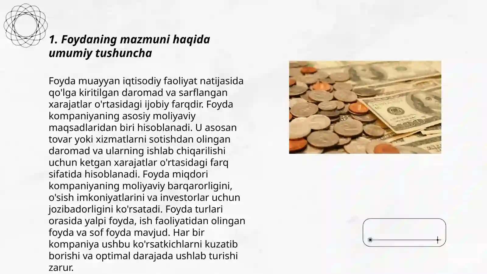 Foydaning mazmuni. Foyda normasi va massasi 3
