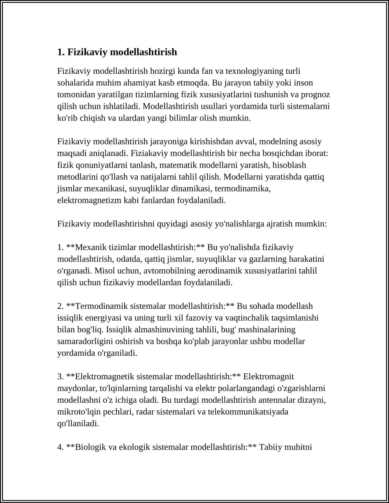 Fizikaviy modellashtirish 3