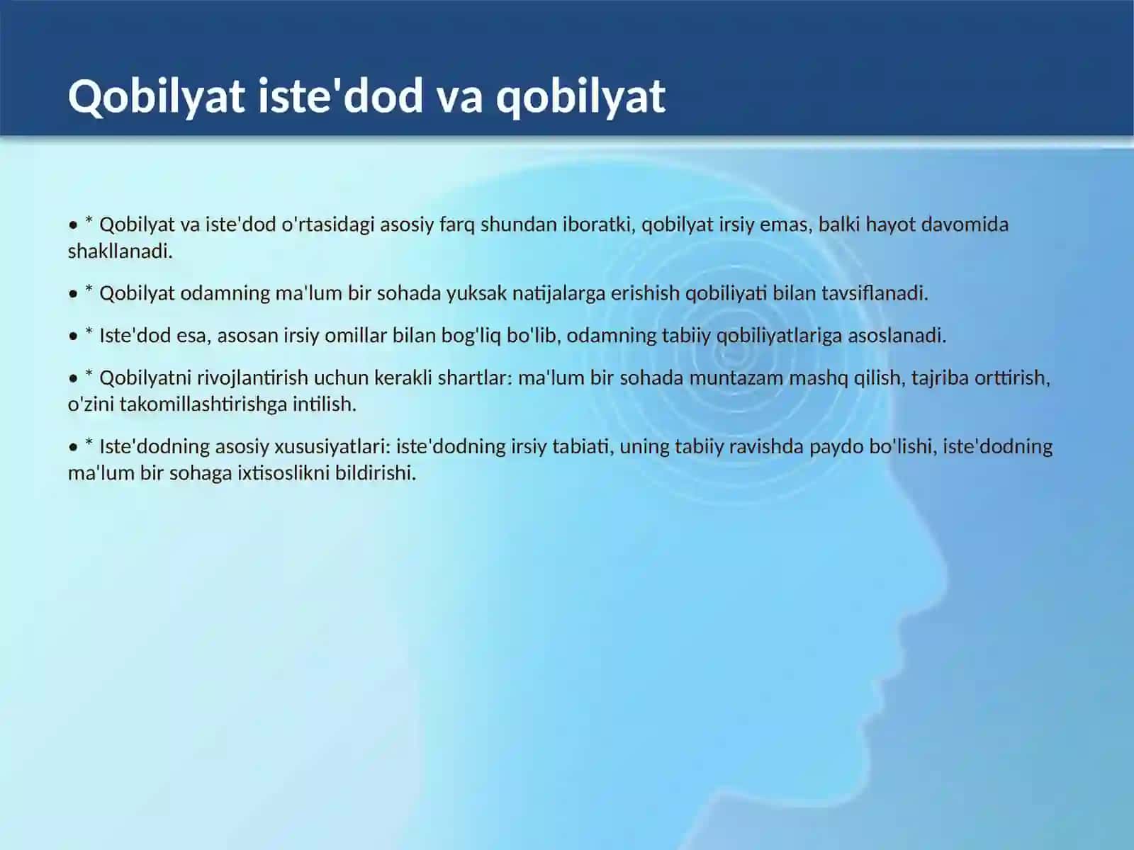 XARAKTER VA UNING XUSUSIYATLARI  QOBILYAT ISTE’DOD VA QOBILYAT 3