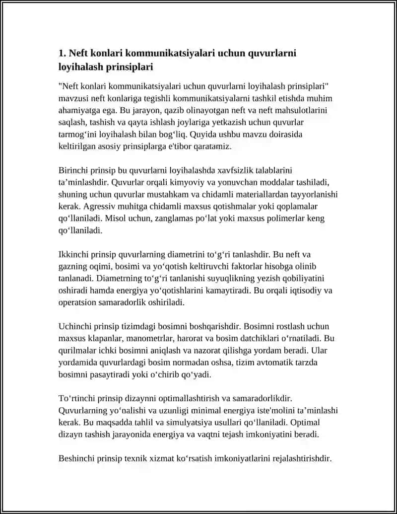 NEFT KONLARI KAMMUNIKATSIYALARI UCHUN QUVURLAR VA ESKISPULATATSIYAI 3