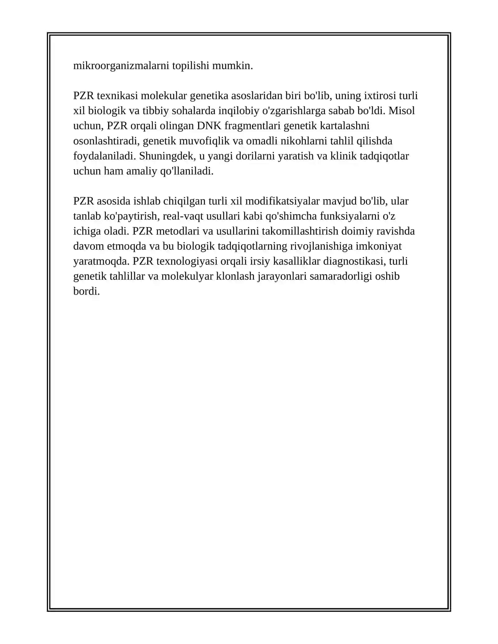 PZR – TASHXIS. MOLEKULAR GENETIKA ASOSLARI VA IRSIY KASALLIKLAR 3