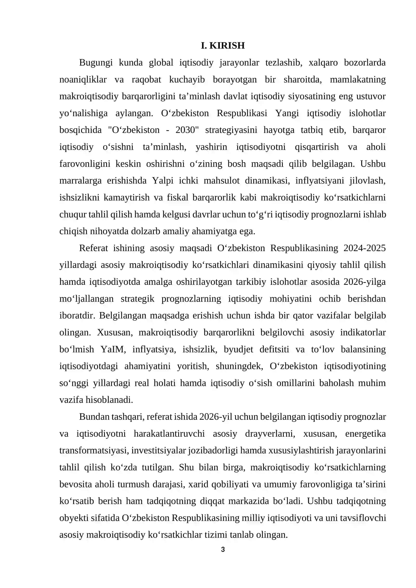 O‘zbekiston Respublikasi makroiqtisodiy ko‘rsatkichlar tahlili 3