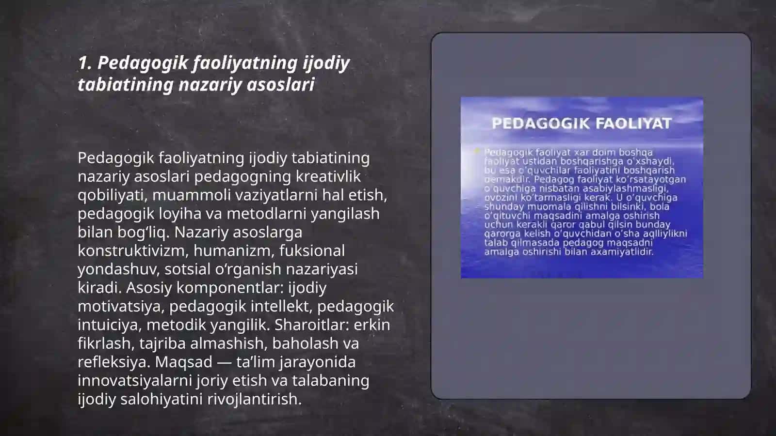 Pedagogik faoliyatning ijodiy tabiatining nazariy asoslari 3