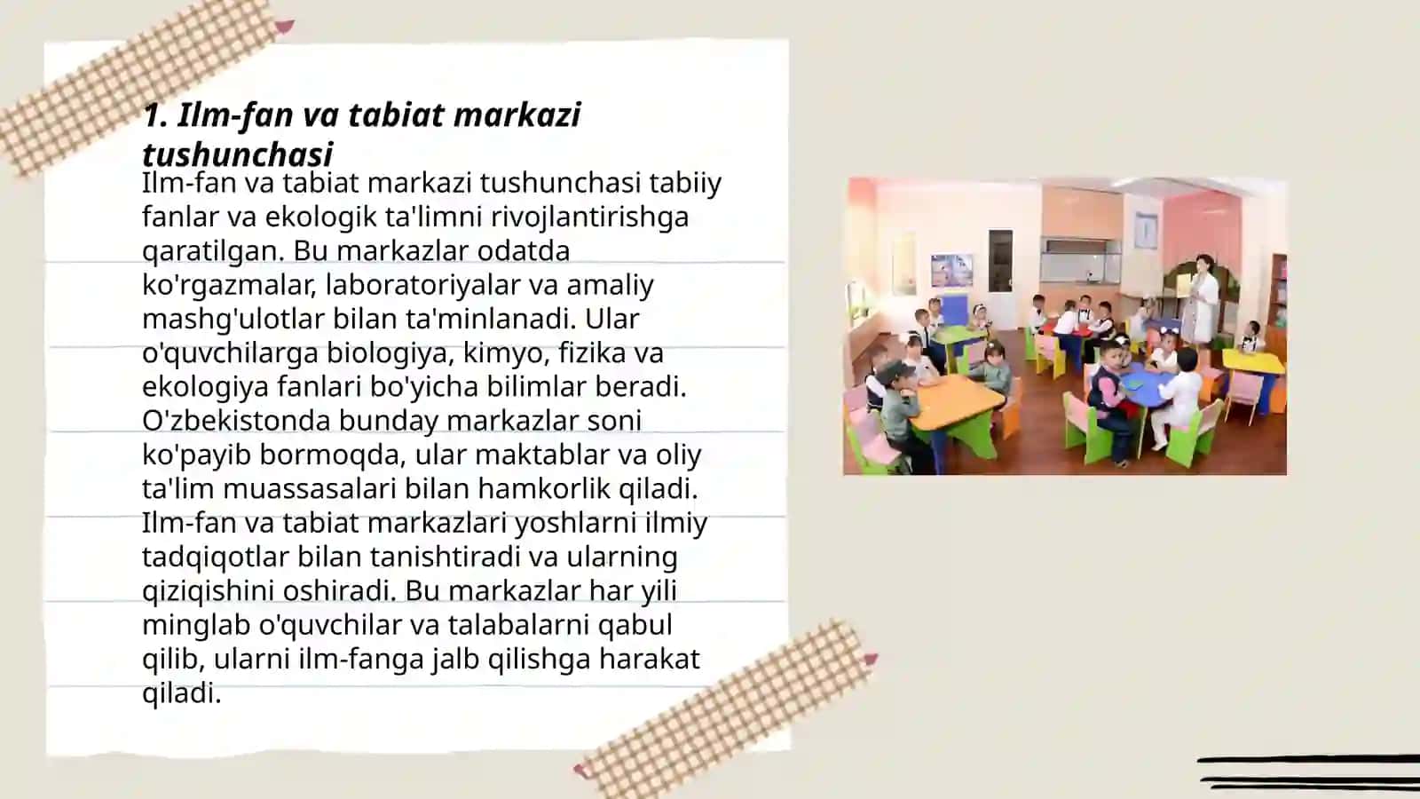 Ilm-fan va tabiat markazi va unda faoliyatlarni tashkil etish 3