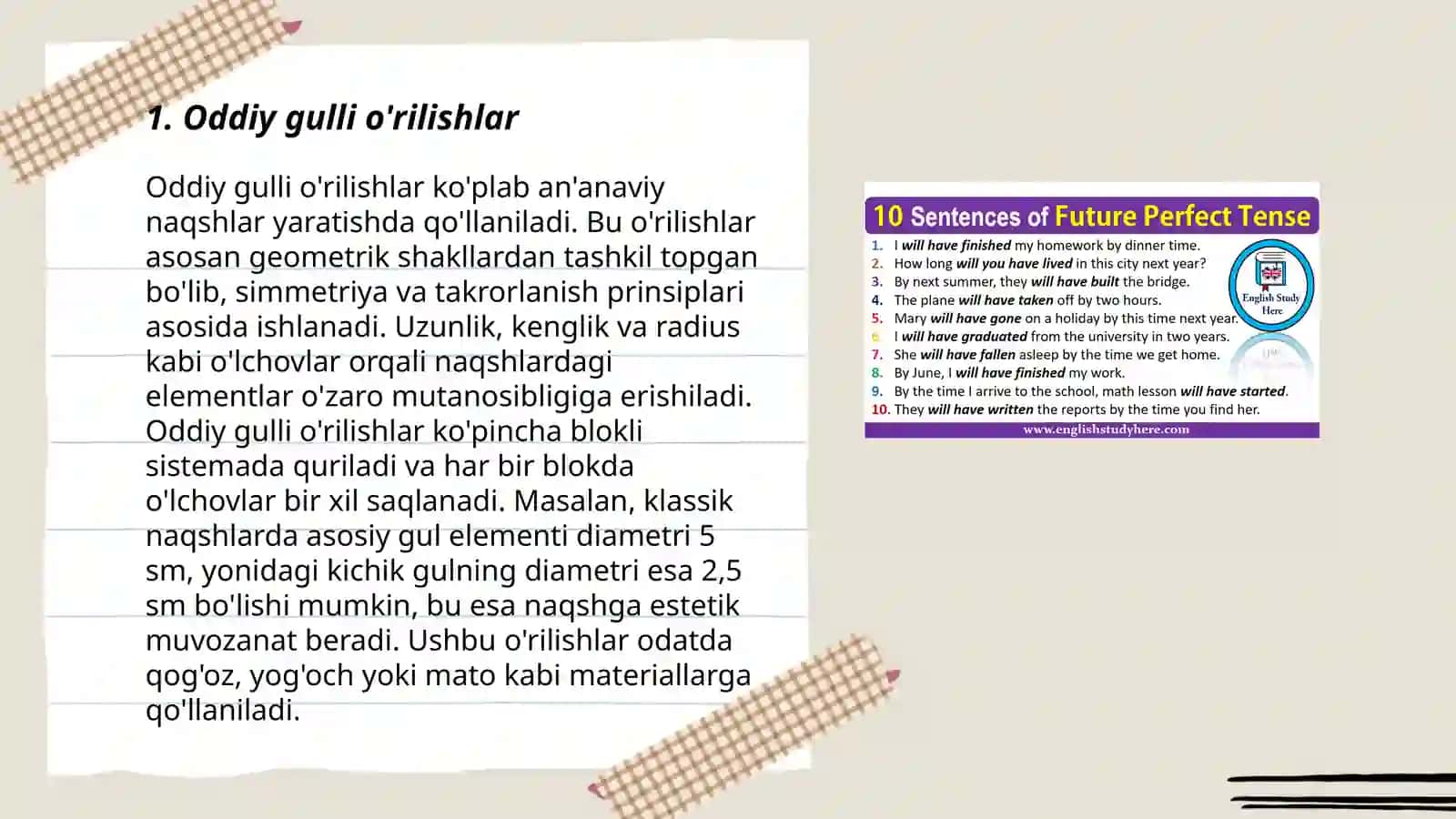Oddiy mayda murakkab va yirik gulli o'rilishlar 3