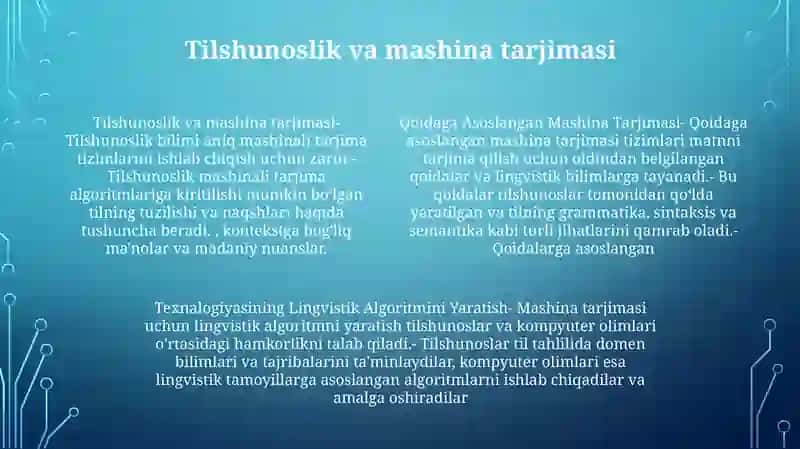 Qoidalarga Asoslangan Mashina Tarjimasi Texnalogiyasining Lingvistik Algoritmini Yaratish 3