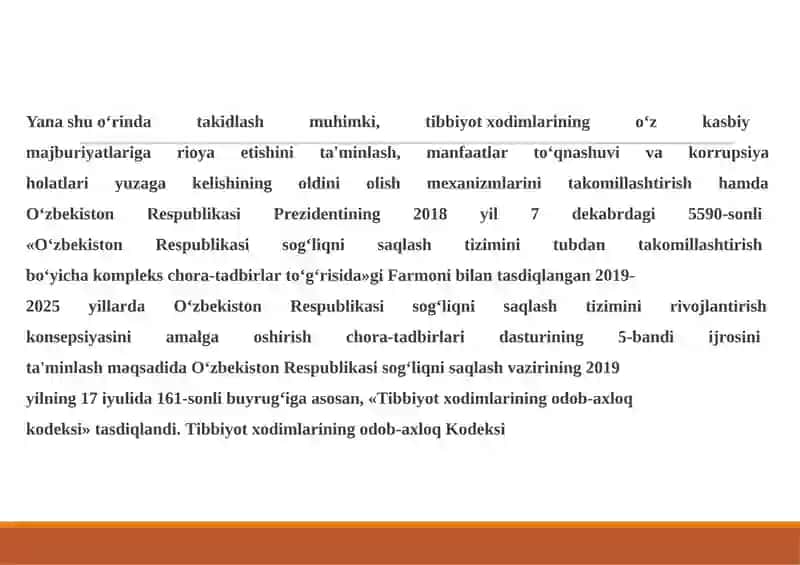 Tibbiyotxodimlarining odob-axloq kodeksi 3